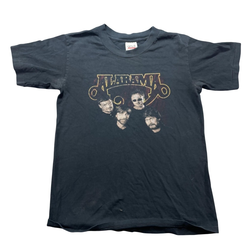 VTG Alabama Shirt Kids Large Black On Tour Double Sided Graphic Country Band Tee